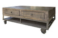 Urban Gray Lift Top Cocktail Table w/2 Drawers & Wheels - Furniture Story