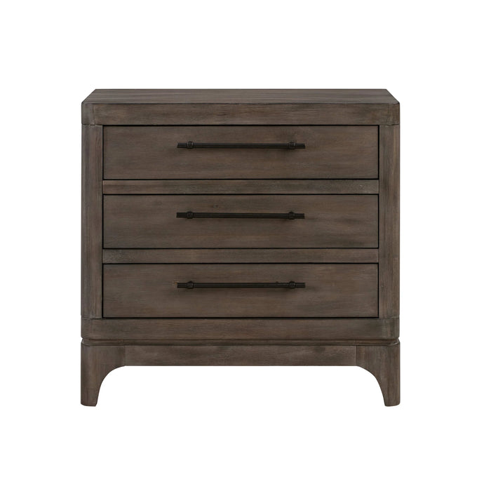 Cicero Three-Drawer Nightstand in Slate Grey - Furniture Story