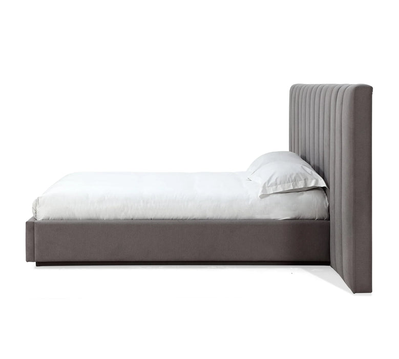 Monty Upholstered Wall King Bed in Stormy Night - Furniture Story