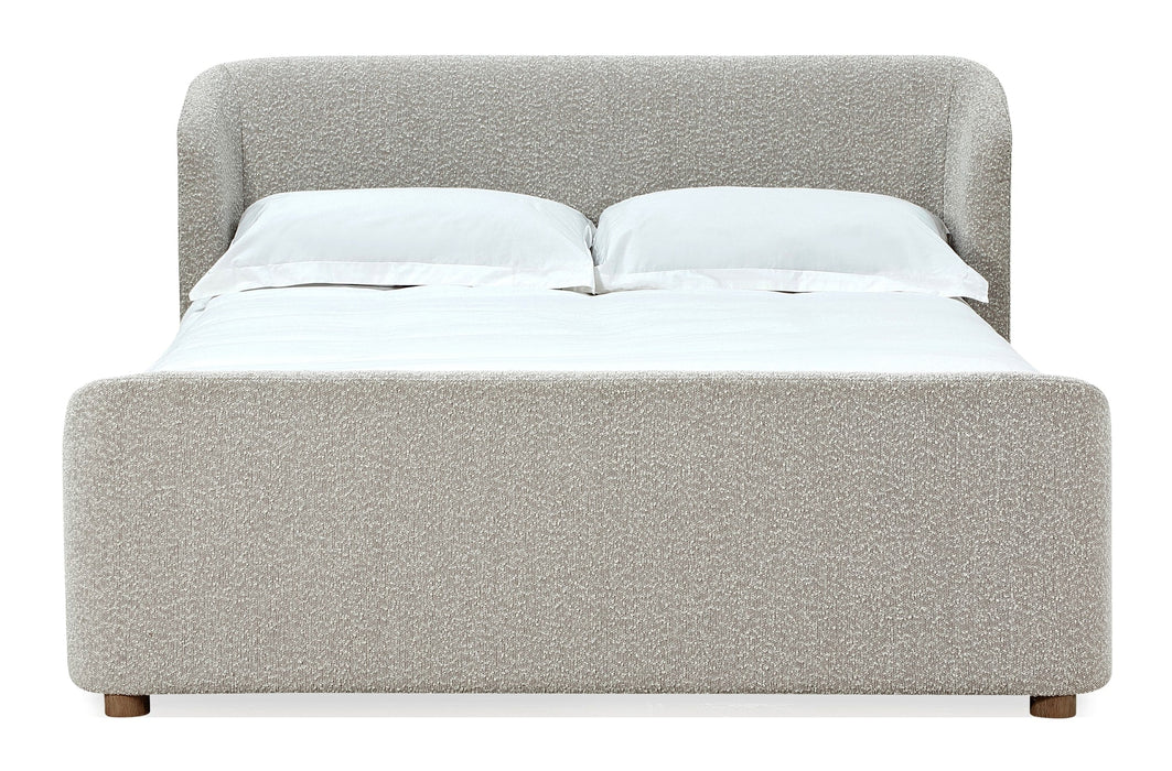 Upholstered Platform Bed in Cotton Ball Boucle - Furniture Story