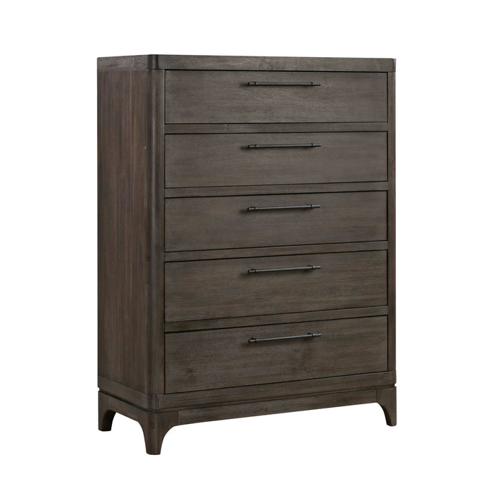 Cicero Five-Drawer Chest in Slate Grey - Furniture Story