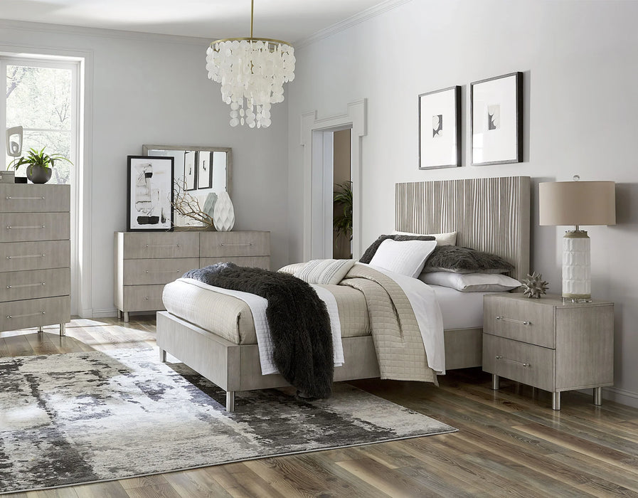 Argento Wave-Patterned Queen Bed in Misty Grey - Furniture Story