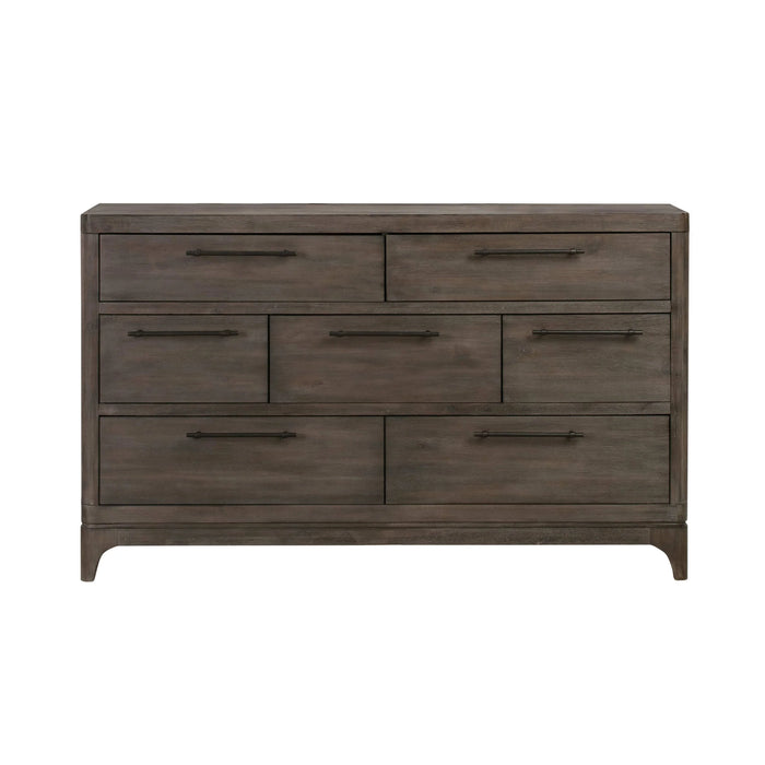 Cicero Seven-Drawer Dresser in Slate Grey - Furniture Story