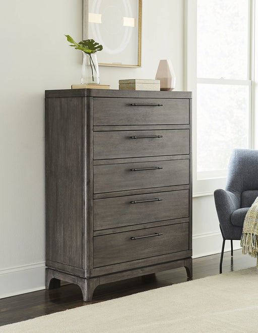 Cicero Five-Drawer Chest in Slate Grey - Furniture Story