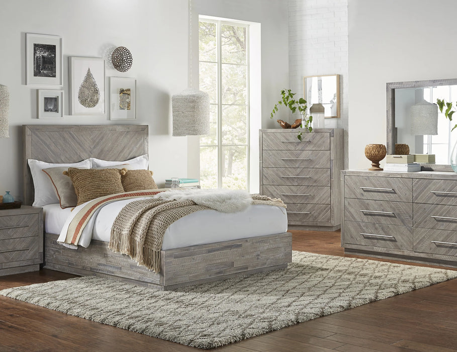 Alexandra Solid Wood Five Drawer Chest in Rustic Latte - Furniture Story