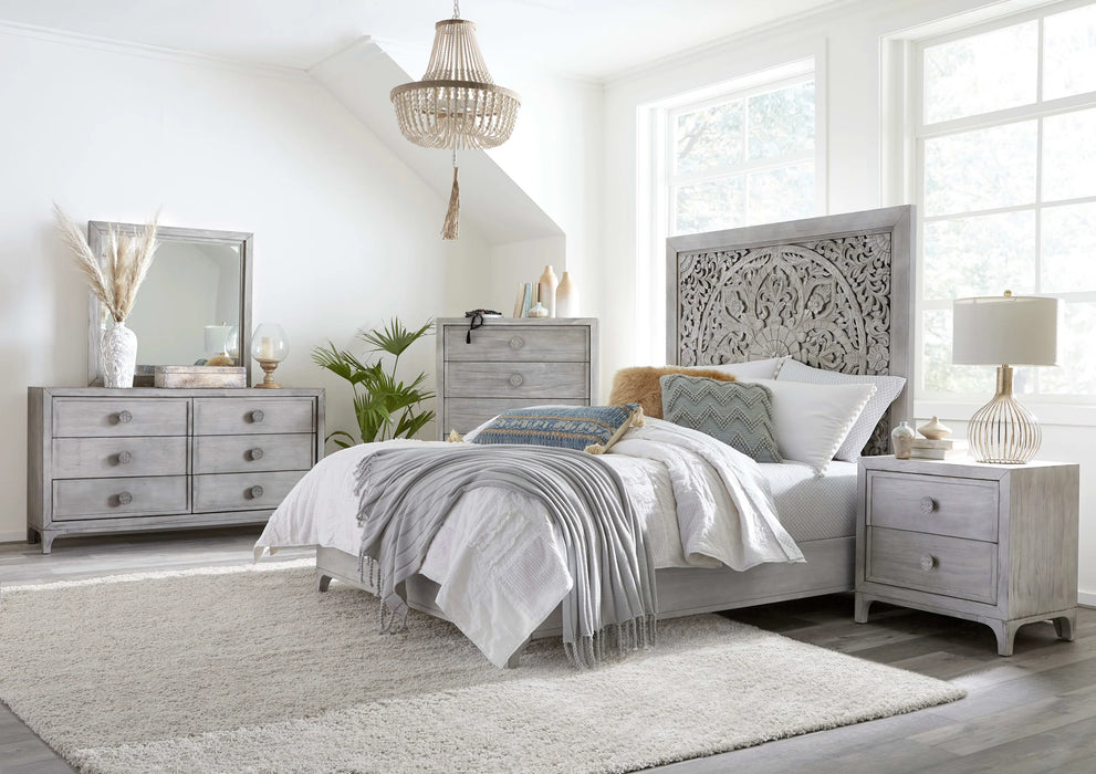 Boho Chic Six-Drawer Dresser in Washed White - Furniture Story