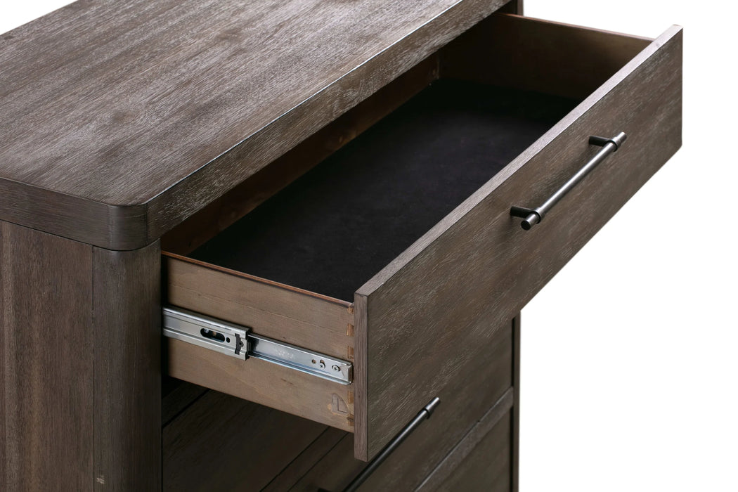 Cicero Five-Drawer Chest in Slate Grey - Furniture Story