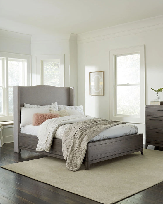 Cicero Upholstered Wingback - BED - Slate Grey - Furniture Story