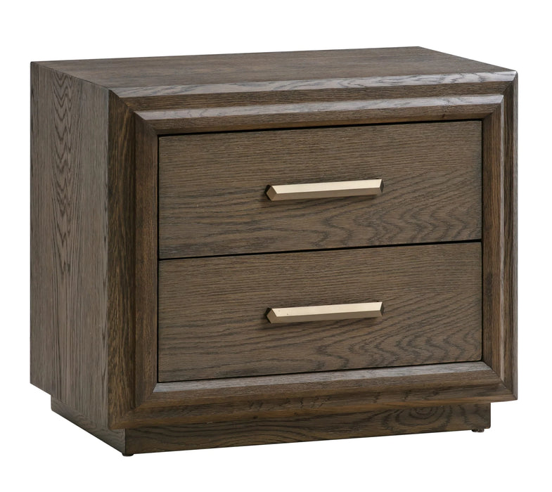 Lawson Two Drawer USB-charger Nightstand in Big Bear Brown - Furniture Story