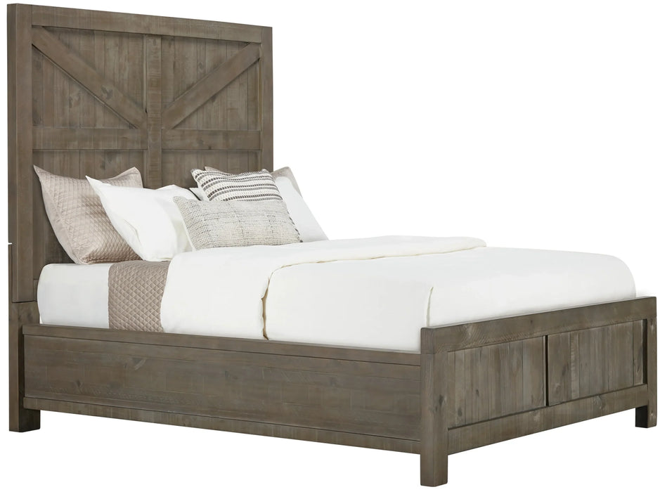 Taryn Right-Side Solid Wood Storage King Bed in Rustic Grey - Furniture Story