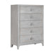 Boho Chic Five-Drawer Chest in Washed White - Furniture Story