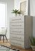 Destination Five Drawer Chest in Cotton Grey - Furniture Story