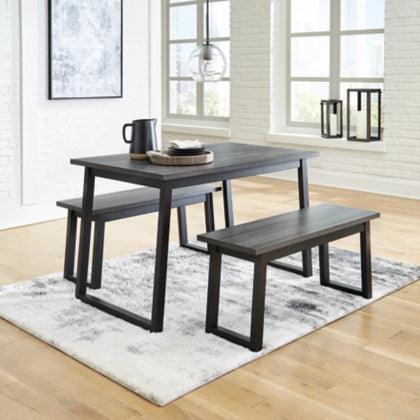 Garvine Dining Table and Benches (Set of 3) - Furniture Story