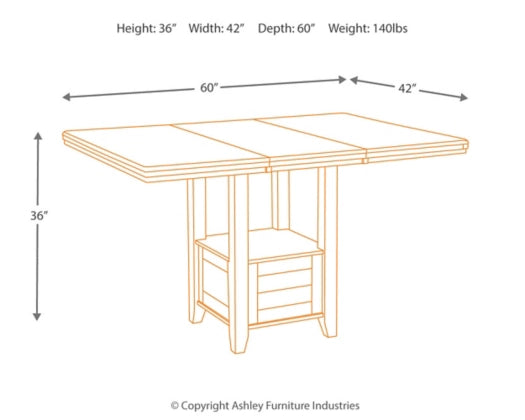 Haddigan Counter Height Dining Extension Table - Furniture Story