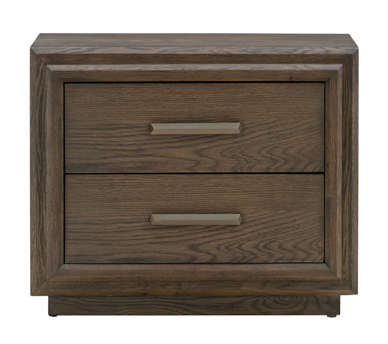 Lawson Two Drawer USB-charger Nightstand in Big Bear Brown - Furniture Story