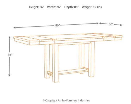 Moriville Counter Height Dining Extension Table - Furniture Story