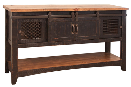 Pueblo Black Sofa Table 2 Sliding doors, 2 Mesh doors - Furniture Story