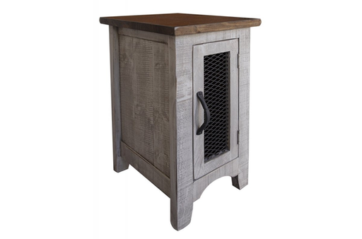 Pueblo Gray Chair Side Table 1 Door - Furniture Story