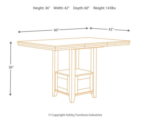 Ralene Counter Height Dining Extension Table - Furniture Story