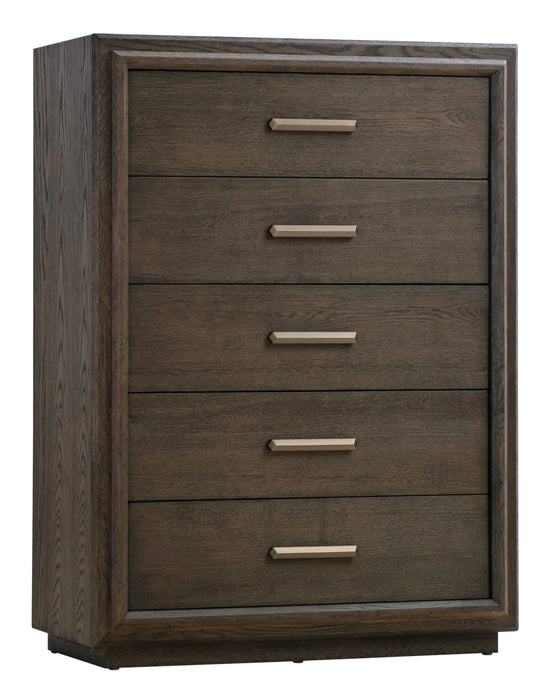 Lawson Five Drawer Wood Chest in Big Bear Brown - Furniture Story