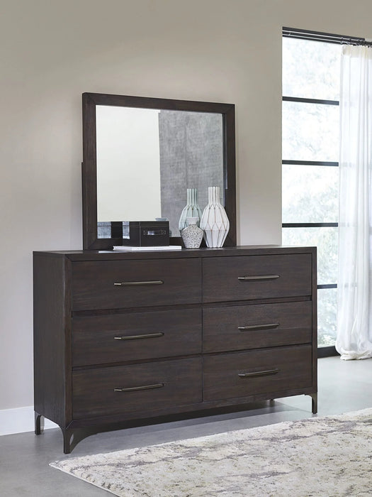 Lucerne Six-Drawer Metal Leg Dresser in Vintage Coffee - Furniture Story