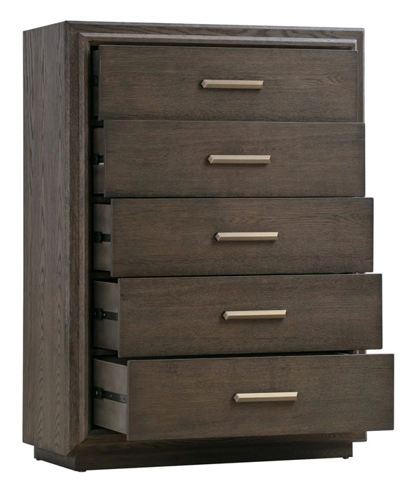 Lawson Five Drawer Wood Chest in Big Bear Brown - Furniture Story