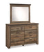 Trinnel Dresser + Mirror + Nightstand + Queen Panel Bed - Furniture Story