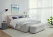 Upholstered Platform Bed in Cotton Ball Boucle - Furniture Story