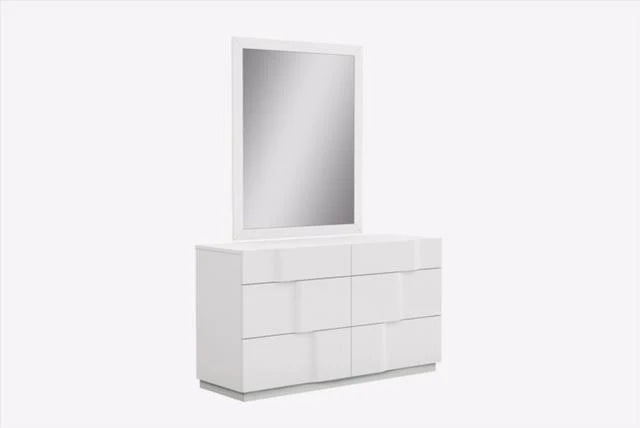 Yulie 6 Drawer Double Dresser - Glossy White - Furniture Story