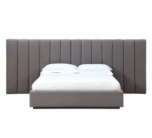 Monty Upholstered Wall King Bed in Stormy Night - Furniture Story