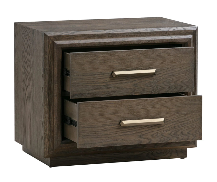 Lawson Two Drawer USB-charger Nightstand in Big Bear Brown - Furniture Story