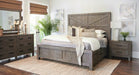 Taryn Right-Side Solid Wood Storage King Bed in Rustic Grey - Furniture Story