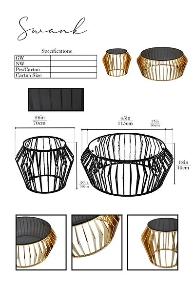 Swank - Gold - Frosted Glass - Furniture Story