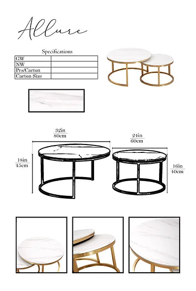 Allure -COFFEE TABLE  Set(2pcs set) - Furniture Story