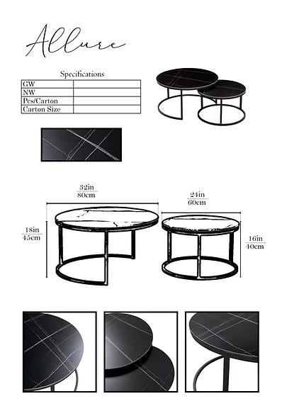 Allure - Black – Nero (2pcs set) - Furniture Story