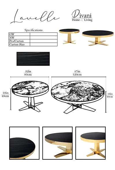 Lavelle -Gold - (2pcs set) - Furniture Story