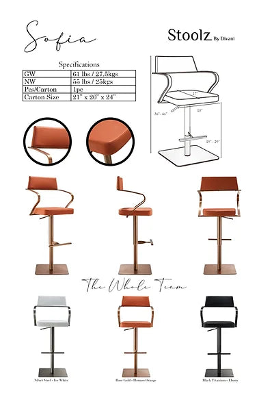 Sofia - Rose Gold - Hermes Orange - Furniture Story