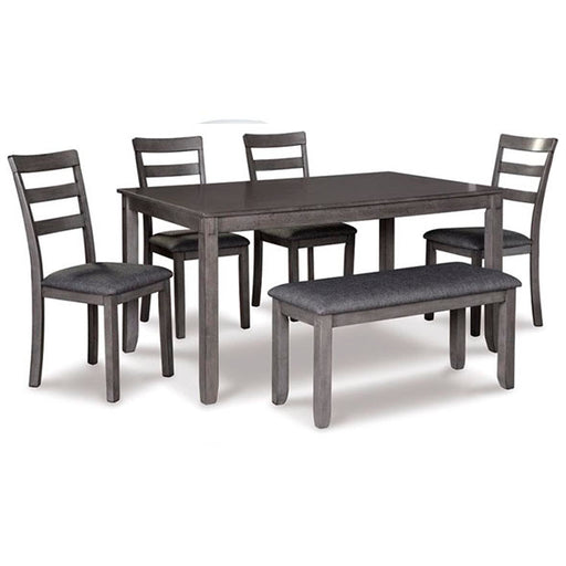 Bridson Dining Table and Chairs with Bench (Set of 6) - Furniture Story