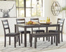 Bridson Dining Table and Chairs with Bench (Set of 6) - Furniture Story