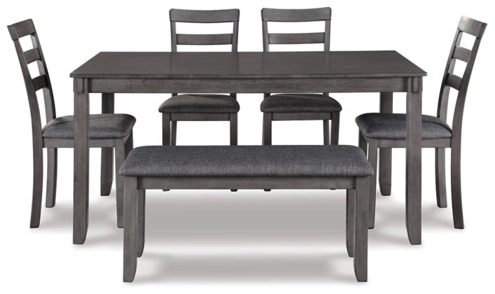 Bridson Dining Table and Chairs with Bench (Set of 6) - Furniture Story