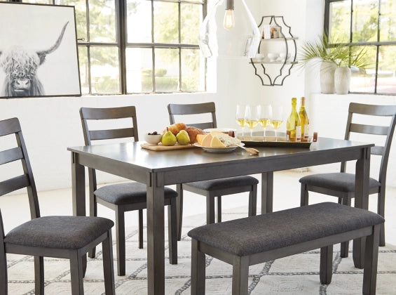 Bridson Dining Table and Chairs with Bench (Set of 6) - Furniture Story