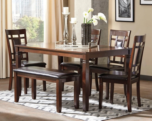 Bennox Dining Table and Chairs with Bench (Set of 6) - Furniture Story